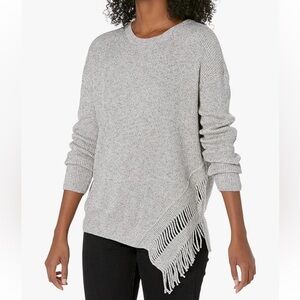 NIC+ZOE “Fringe Times” Asymmetrical Hem Crewneck Sweater Size Medium Women’s